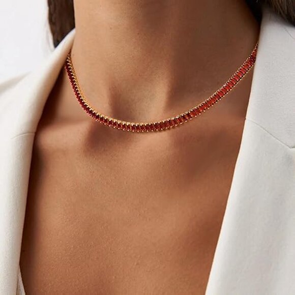 Neiman Marcus Rose Pink CZ Tennis Necklace - Picture 2 of 4